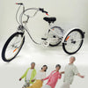 24" Adult Tricycle 6 Speeds White 3 Wheel Bicycle Cruise Trike W/ Basket & Lamp
