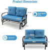 2 Seater Blue Outdoor Glider Bench with Cushions