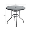 80cm Black Round Garden Table Outdoor Cafe Patio Dining Table with Parasol Hole