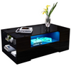 LED Coffee Table Wooden 2 Drawer Storage High Gloss Modern Living Room Furniture