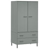LAPOOH Wardrobe with Metal Legs Grey 90x55x172.5 Solid Wood OSLO,Bedroom R0G8