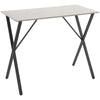 Modern White Wood Grain Bar Table with Black Steel Frame Tall Dining Table 120cm