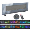 50 60 72"Electric Standing LED Fireplace TouchScreen Wall Inset Black/Grey Glass