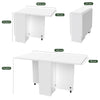 UK Foldable Dinner Table with Wheels and Storage Shelf Space Saving Dining Table