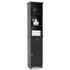 Freestanding Bathroom Storage Cabinet with 3 Open Shelves & Door Cabinet Black
