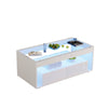 High Gloss Coffee Table Centre Table With LED Light Open Storage Glass Tabletop