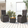 Camerina 3 Piece Garden Set Black Poly Rattan&Solid Wood Acacia,Patio G9Z6