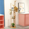 Solid Wood Coat Rack Stand Clothes Hanging Rail Rack Shelf Closet Portable Use