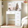 White Dressing VanityTable Makeup Desk with LED Mirror 5 Drawers Bedroom Dresser