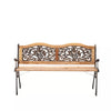 Cast Iron Outdoor Bench Garden 3 Seater Furniture Wood Park Seat Patio Armrest