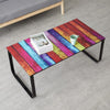 Rainbow Tempered Glass Rectangle Coffee Table Side End Table Metal Base Leg