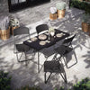 Rattan Effect Metal Folding 4ft Table & 4 Chairs Outdoor Indoor Furniture Dining