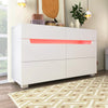 HIGH GLOSS CHEST OF DRAWERS 6 DRAWER LED SIDEBOARD CABINET BEDROOM FURNITURE