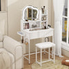 LED Lighted Dressing Table Cloud Shape Mirror Makeup Vanity Desk Space Saving