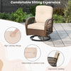 3 Piece Patio Swivel Rocker Set 2 Outdoor Wicker Rocking Chairs Brown