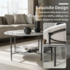 FATIVO High Gloss Marble Coffee Table 2 Tier Center Table w Strong Aluminum Legs