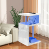 High Gloss Side Coffee Table 2 Tier Bedside End Table With LED Light Living Room