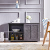 Modern Grey 2 Sliding Doors 2-Tier Shelves Sideboard Storage Cabinet Kitchen