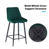 Pair Velvet Bar Stools V Type Seat Metal Leg Footrest Bar stool