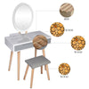 Dressing Table Makeup Desk LED Mirror Vanity Set 2 Drawers Organizer Stool Grey