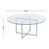 Clear Tempered Glass Coffee Table Round Side End Tea Table Cross Box Chrome Base