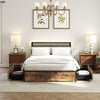 Chic King Bed Platform Bed with LED Lights & USB Power Outlets