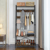 Industrial Coat Rack Shoe Bench Hall Tree Entryway Clothes Storage Shelf w/ Hook