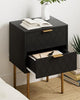 Bedside Table, Small Bedside Tables with 2 Drawers, Wooden Nightstand Table