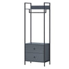 Industrial Open Wardrobe Clothes Rail Rack With 2 Drawers