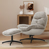 2Pcs Chenille Fabric Single Sofa Armchair Relaxing Recliner Chair & Ottoman Set