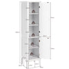 5-Tier Bathroom Floor Cabinet Tall Narrow Storage Cabinet Organizer w/Doors