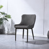 Pair Grey Faux Leather PU Dining Chairs Dining Room Chair Retro Modern Kitchen