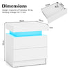 Versatile Bedside Table Bedroom LED Nightstand with 2 Drawers-White