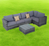 Grey Rattan Garden Sofa Set Outdoor 4 Piece Furniture with Cushions And Table