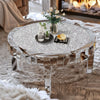Large Round Coffee Table Crushed Crystal Diamond Highly Reflective Mirror Table