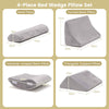Adjustable Back Support Pillow 4pcs Bed Wedge Pillow w/ Removable Headrest