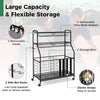 Sports Equipment Storage Rack w/ Universal Wheels-Black