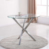 KITCHEN 2-4 SEATS DINING ROOM CHROME GLASS ROUND DINNER TABLE AND 2 CHAIRS SET