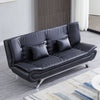 Black Faux Leather Sofa 3 Seater Sofa Bed Recliner Couch Double Sleeper Sofabed