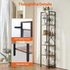 Rustic Tallboy Bookcase 6-Tier Bookshelf Tall Storage Shelving Unit Display Rack