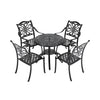 5 Pcs Aluminium Patio Garden Bistro Set Outdoor Dining Table with 4 Chairs w/Pad