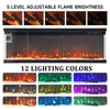 100inch Electric Fireplace Freestand/Inset Fire 3 Sided Panoramic 12 LED Color