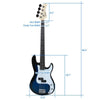 Glarry GP 4 Strings Electric Bass Guitar Cord Wrench Tool Right Handed Dark Blue