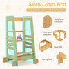 Bamboo Kids Standing Tower Step Stool w/Height Adjustable Platform-Natural