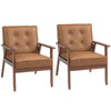 2 Pack Accent Chair PU Leather Armchair for Living Room Brown