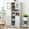 148cm Tall Bathroom Cabinet Freestanding Storage Cabinet with Glass Doors White