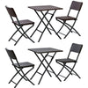 Rattan Garden Folding Dining Table and 2 Chairs Outdoor Balcony Patio Bistro Set
