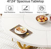 Round Dining Table for 4, 47-Inch White Kitchen Table with Golden Metal Base