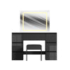 Black Dressing Table High Gloss Vanity Makeup Desk 7 Drawers &Stool &LED Mirror