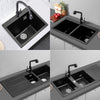 Modern Matte Black Inset Kitchen Sink Single/1.5/Double Bowl & Waste Undermount